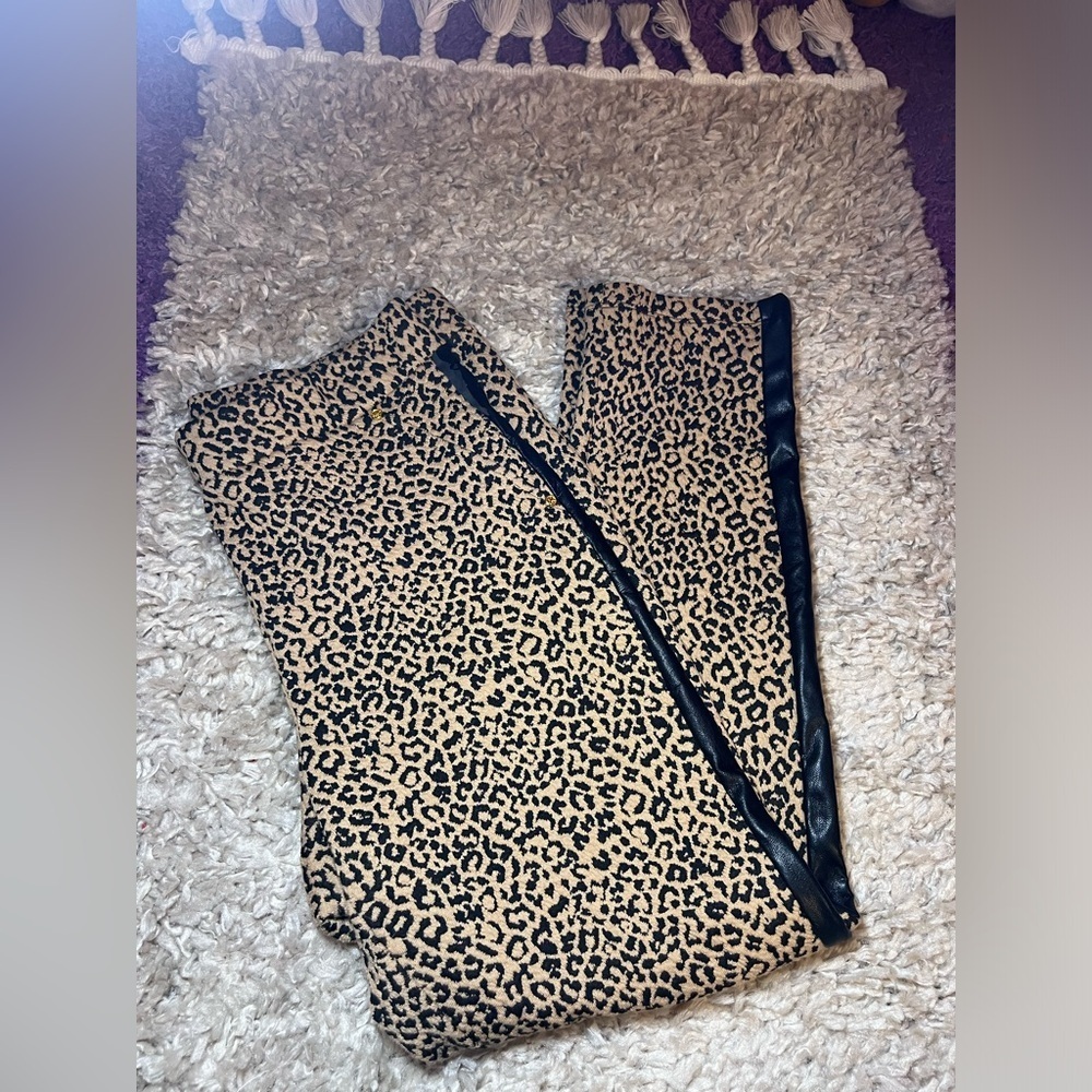 Leopard Print Pants with Black Trim